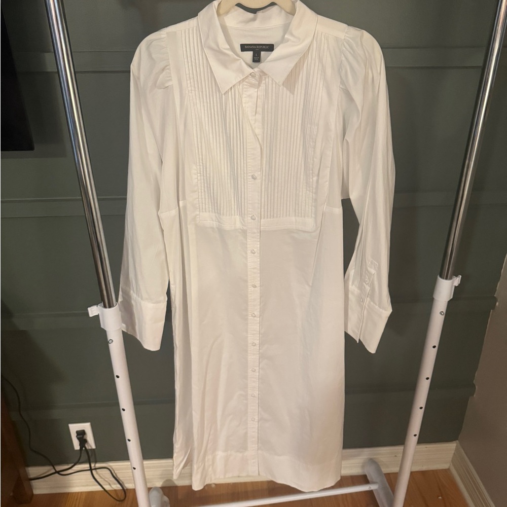 Banana Republic Cream Long Sleeve Peter Pan Collar Dress